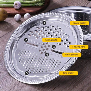 3 in 1 Stainless Steel Drain Basket with Vegetable Cutter
